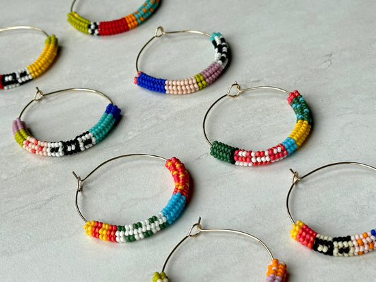 Handwoven Beaded Hoop Earrings