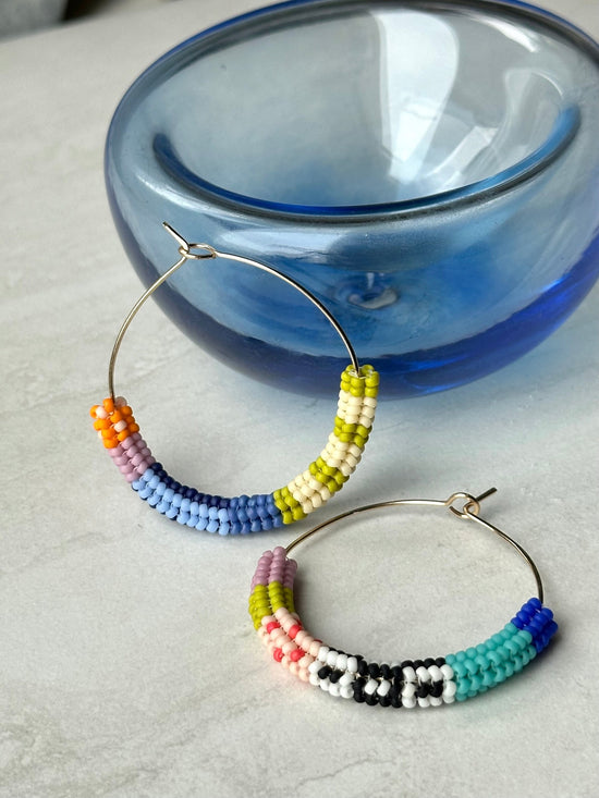 Handwoven Beaded Hoop Earrings