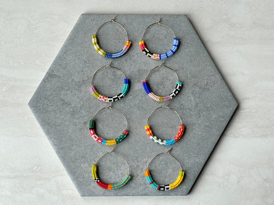 Handwoven Beaded Hoop Earrings