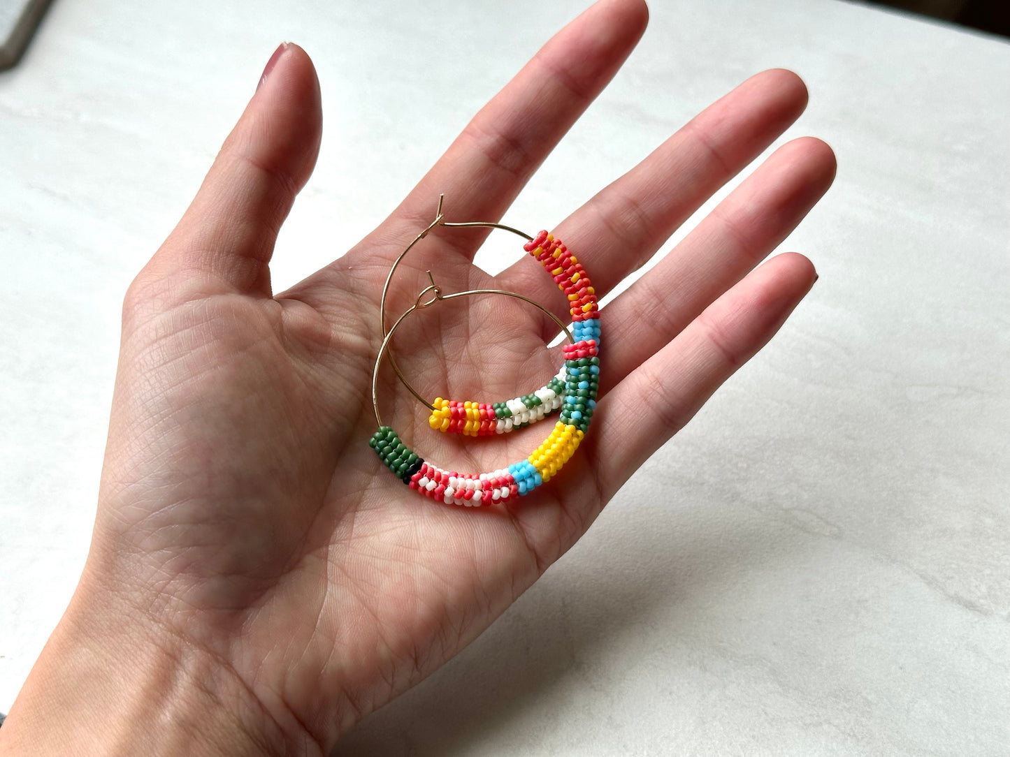 Handwoven Beaded Hoop Earrings