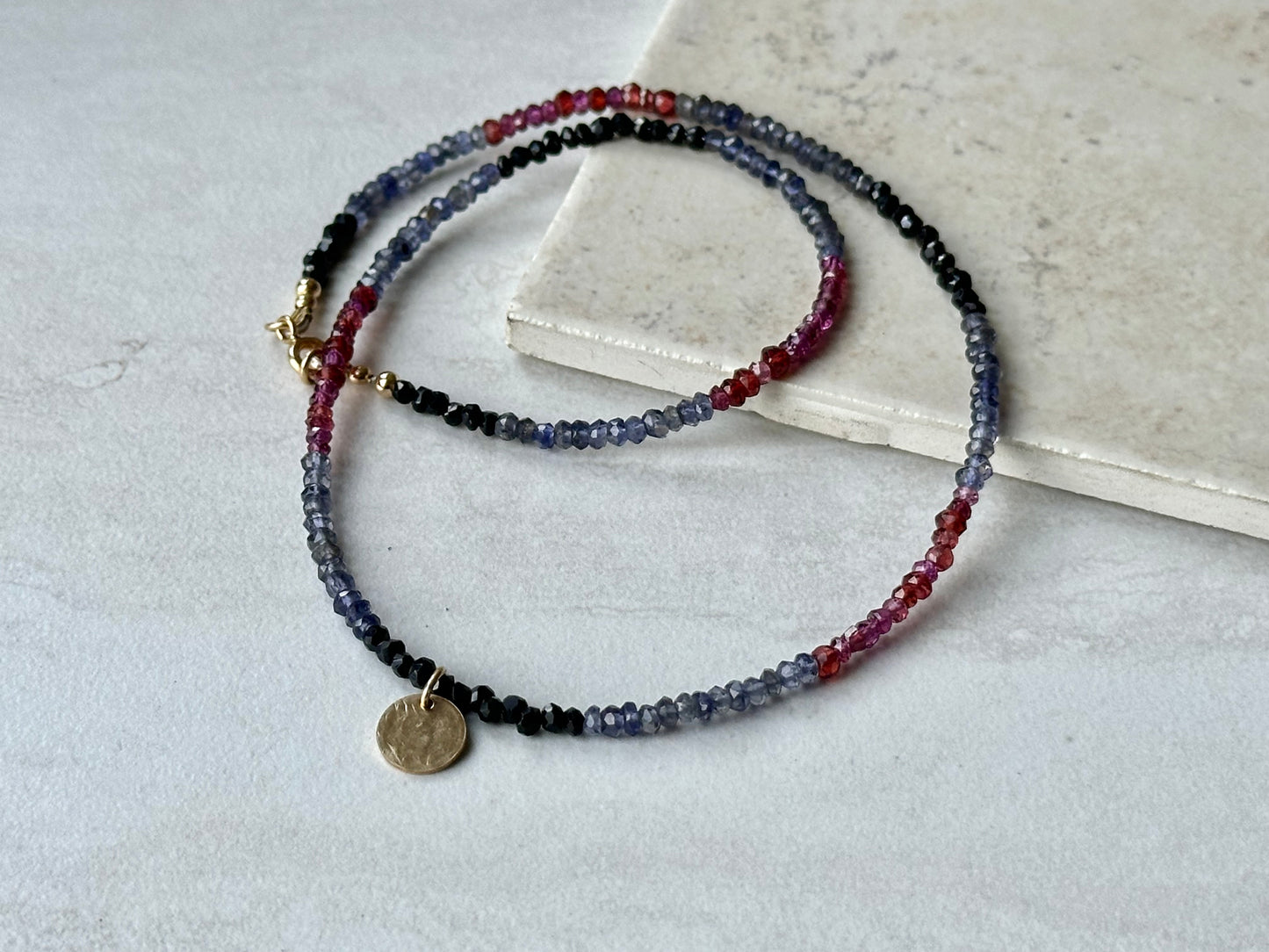 Tricolor Beaded Gemstone Necklace