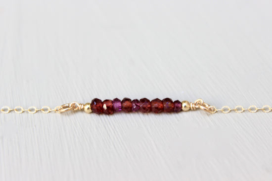 Garnet Bar Necklace - Designed By Lei