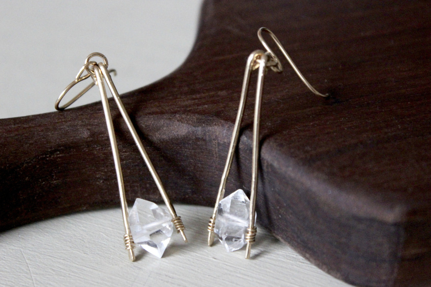 Load image into Gallery viewer, Herkimer Diamond Apex Drop Earrings - Designed By Lei
