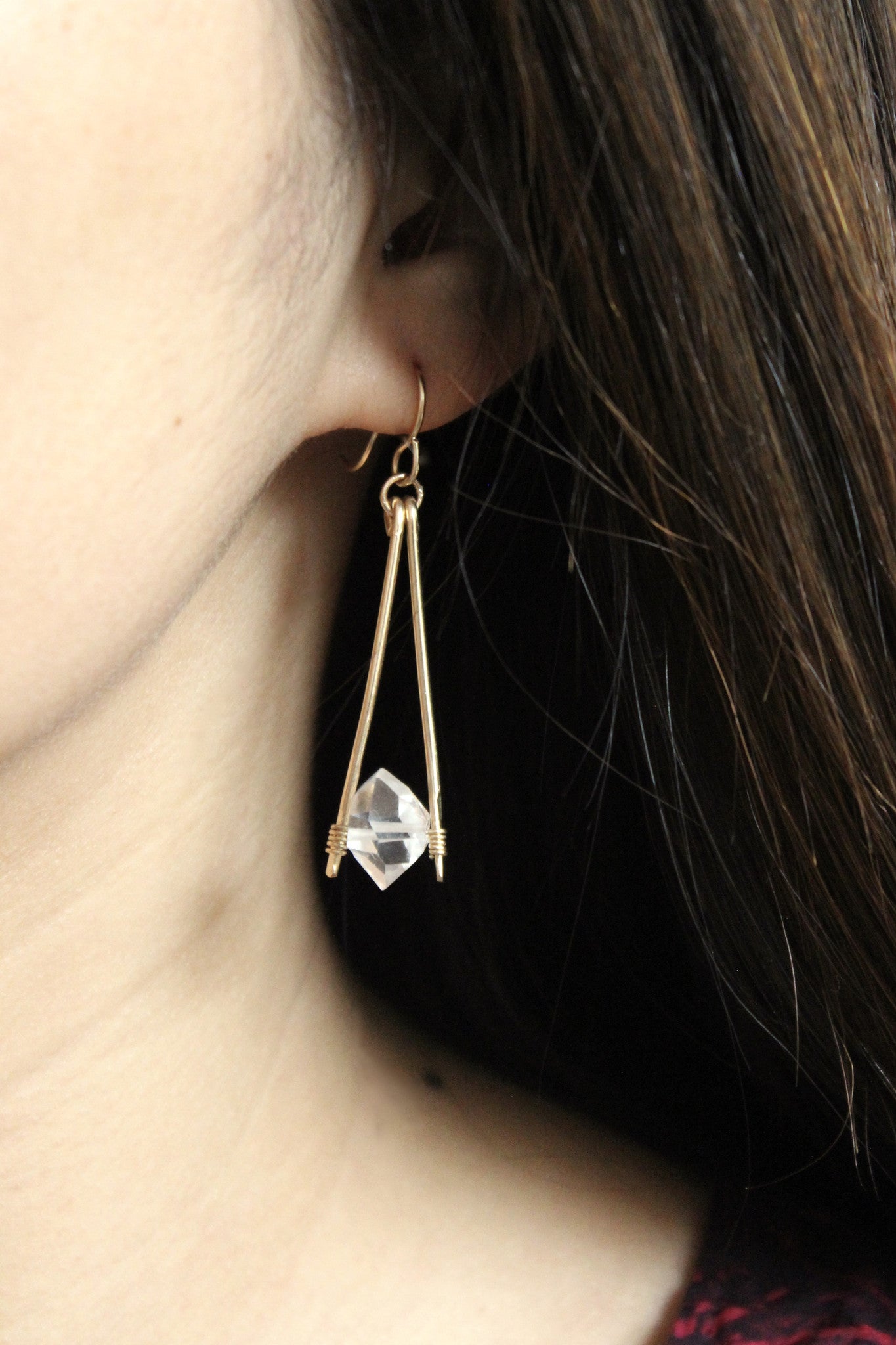 Load image into Gallery viewer, Herkimer Diamond Apex Drop Earrings - Designed By Lei

